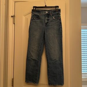 EXPRESS- High rise straight ankle jeans, size 0 shor